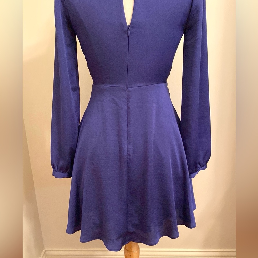 Express Periwinkle Blue SZ XS Romantic Soft Girl Coastal Fit & Flare Mini Dress - Picture 10 of 14